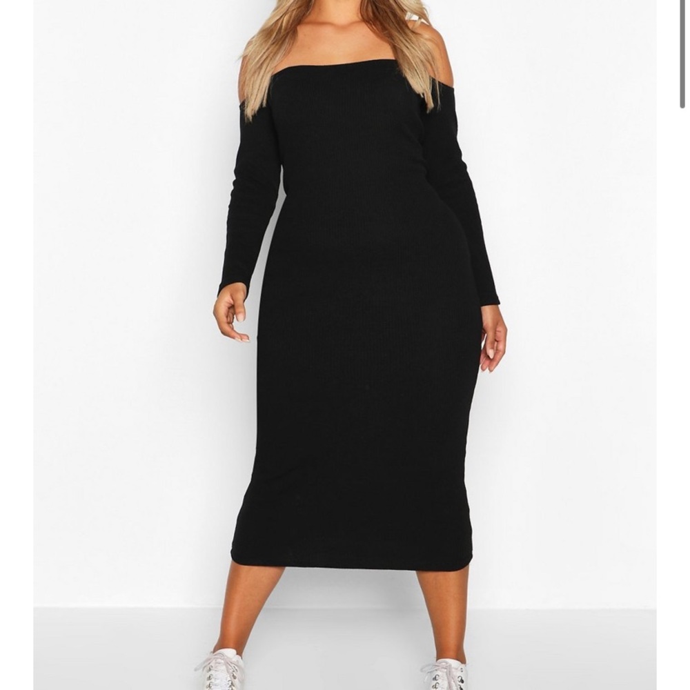 NWT BLACK MIDI LENGTH BOOHOO DRESS